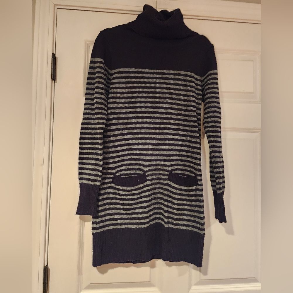 JFW black and gray striped turtleneck sweater dress S